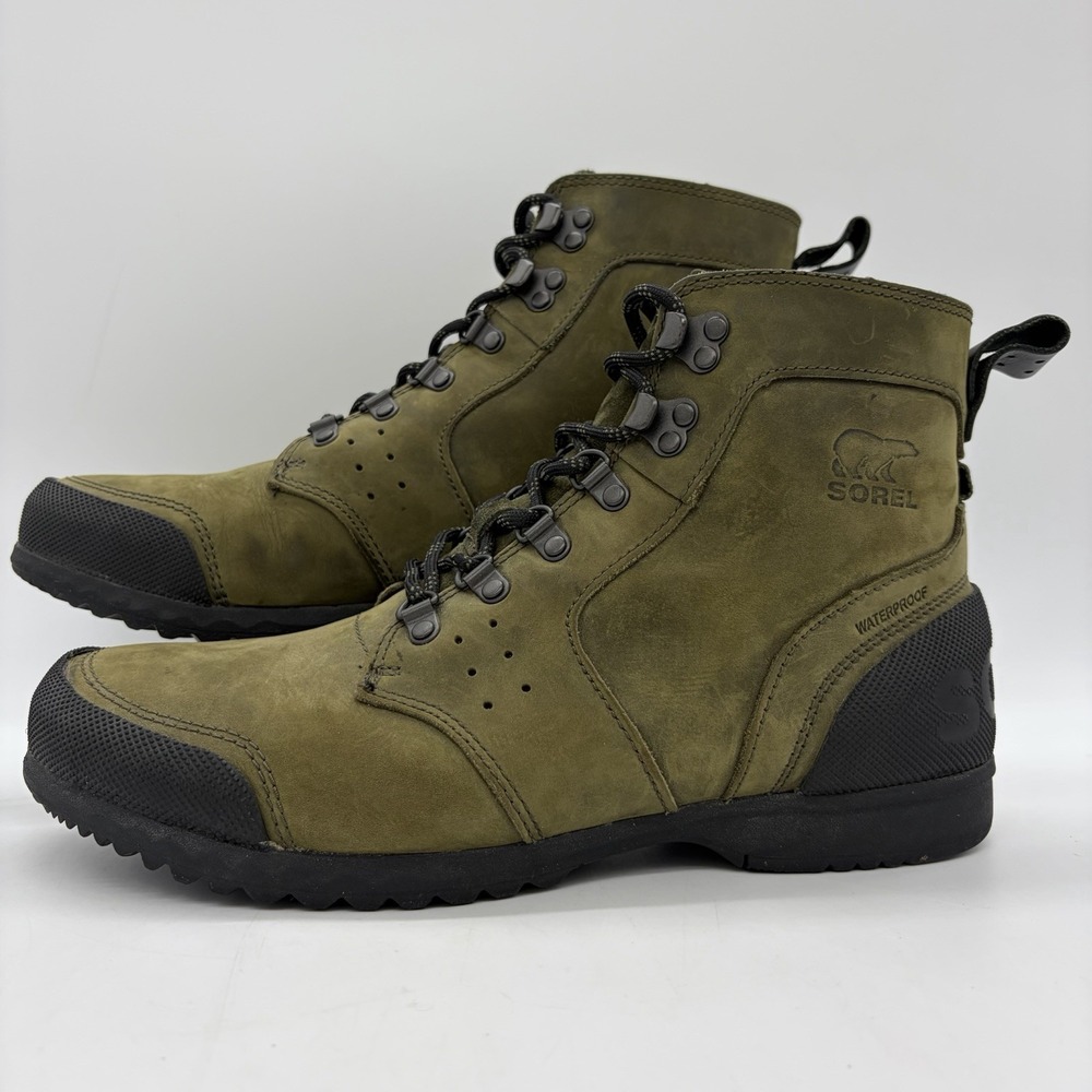 Sorel Mens 10 Boots Ankeny Mid Ankle Hiker Army Green NM2100-383‎ Waterproof